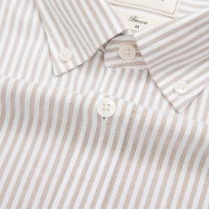 Aristino Brezza marron rayé anti-rides respirant Oxford coton hommes chemise habillée ALSU020S0 gros prix chaud Top produit - Product Image 3