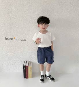Short en similicuir 100% coton de haute qualité pour bébé garçons tendance Streetwear d'été chaud avec poches pour 1 à 7 ans - Product Image 3