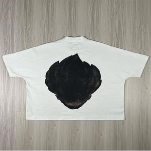 T-shirt décontracté Streetwear pour hommes haut court épais graphique en coton surdimensionné motif solide tissu éponge t-shirts Stock - Product Image 6