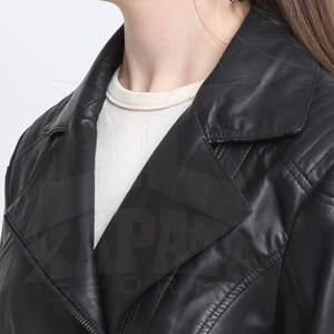 Veste en cuir véritable pour femmes de couleur unie avec col rabattu Caractéristique respirante pour l'hiver - Product Image 4