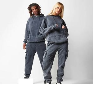 Top nouveau design personnalisé lavage à l'acide survêtement femmes col entonnoir Style de rue grande taille XL vêtements de sport de sport en gros survêtement - Product Image 5