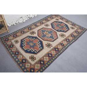 Tapis vintage 4x6,5 pi (122x198 cm), tapis oriental turc beige - Product Image 2