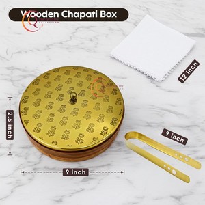 Vintage <b>Wooden</b> Casserole Dish <b>with</b> <b>Lid</b> Printed Elegant Handcrafted Design Ideal for Serving Hot Meals & Storing Food Perfect - Product Image 2