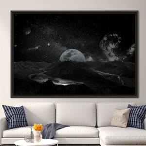 Lienzo Impreso: Paisaje de Cielo Estrellado, Arte Galáctico, Decoración del Cosmos, 1P: Marco Negro - Product Image 1