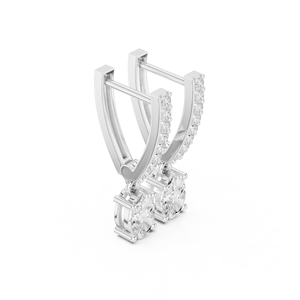 18K <b>Silver</b> Eternity Band with Round CZs Diamond <b>Earrings</b> - Product Image 2