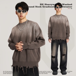 Vente chaude hommes Streetwear lourd Vintage en détresse sweat surdimensionné acide lavage pull sweat pour hommes - Product Image 6