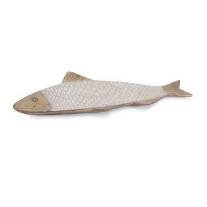 Handcrafted Fish Shape <b>Wooden</b> Serving <b>Tray</b> Decorative <b>White</b> Wash Wood Platter For Snacks Appetizers Dining Table & Gifting Use - Product Image 1