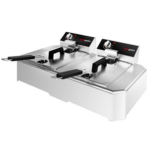 Friteuse électrique professionnelle à double cuve pour comptoir - 5+5 litres - 7,5 kW - Manuelle - Product Image 3