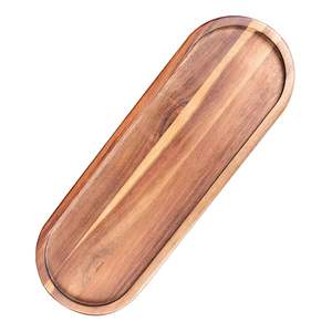 Plateau en bois pur avec poignée Exportateur Nouveau design Plateau de service en bois d'acacia fait main avec poignée en métal - Product Image 3