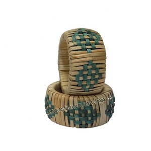 Novedad, decoración personalizada para fiesta de boda, servilletero de ratán tejido redondo, servilletero de tres colores - Product Image 3
