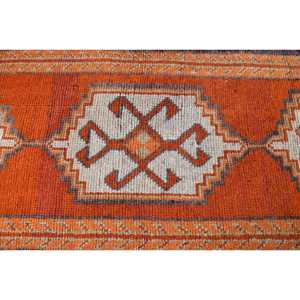 3x10.2 ft Turkish <b>Runner</b> <b>Rug</b>, Orange White Vintage Ombr Wool <b>Rug</b> - Product Image 5