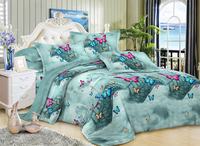 Ensemble de literie 4 pièces en tissu polaire de coton de haute qualité, motif végétal, housse de couette, drap, taie d'oreiller, écologique, antistatique