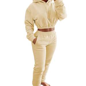 Personalizable mujer cremallera en blanco desgastado lavado ácido chándal Jogger mujer chándales recortada Sudadera con capucha y conjunto corto Mujer - Product Image 4