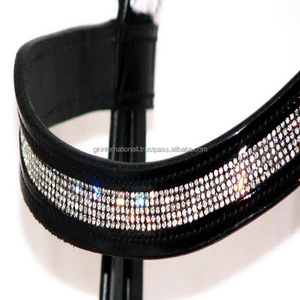 5 Row Vibrant Colors Sparkling Crystals Diamante Black <b>Harness</b> <b>Leather</b> Horserow band in All Custom Designs and Sizes Wholesale - Product Image 1