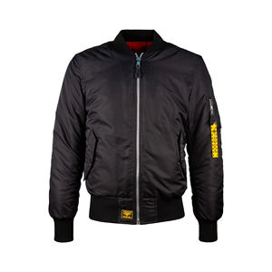 แจ็กเก็ตบอมเบอร์กันหนาวสำหรับผู้ชาย, เสื้อแจ็คเก็ตหนังวัวแบบกลับด้านได้โลโก้ด้านหน้าผ้าแคนวาสวินเทจระบายอากาศได้ลายตัวอักษร - Product Image 1