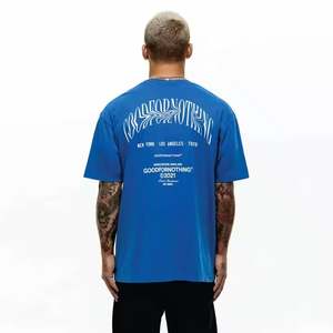 Camiseta de Hip Hop con hombros caídos para hombre de gran tamaño logotipo personalizado básico peso pesado 210g serigrafía 100% algodón puro - Product Image 4