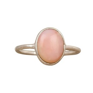 Bague en argent sterling 925 faite à la main pour femmes, pierre précieuse opale rose lisse de 10x14 mm, sertie en bélière, forme ovale de haute qualité, pour mariage et fête - Product Image 1