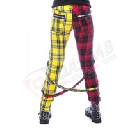 Taille haute été printemps Street-wear polaire femmes demi check-tartan Plaids-punks jambe-gothique pantalon pantalon