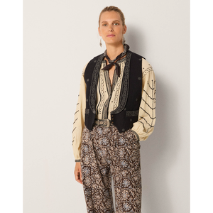 เสื้อเชิ้ต RINGO สำหรับผู้หญิงไซส์เล็ก ปักลาย Croix ผ้าชีฟอง คอระบาย ไซส์ XL ลายทาง ประดับเลื่อม ลูกไม้ เหมาะสำหรับใส่ทำงาน - Product Image 5