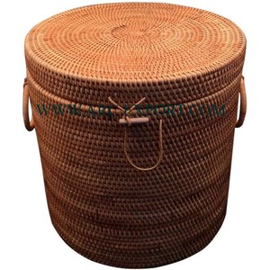 Set of 3 Home Laundry Baskets Different Size Handmade Round Shape <b>Rattan</b> Clothes Baskets Deluxe Quality Household Clothes Basket - Product Image 2