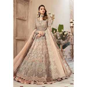 Robe de Mariage Couleur Unie pour Femme, Magnifique Broderie Fantaisie, Manches Longues Entièrement Évasée, Ensemble 3 Pièces - Product Image 2