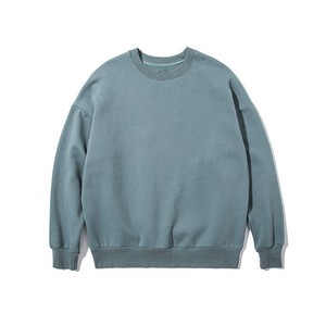 KIVOTECH 100% coton uni col rond manches longues polaire ras du cou sweat hommes logo personnalisé - Product Image 1