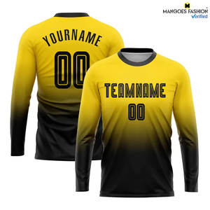 Uniforme de Fútbol Personalizado Premium en Dorado y Negro, Sublimado, Transpirable, Cuello en V, Manga Larga, Lavable a Máquina - Product Image 5