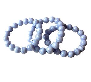 Bracelet de perles rondes extensibles en Agate bleue de qualité supérieure pour femmes, pierre de cristal de guérison naturelle - Product Image 2