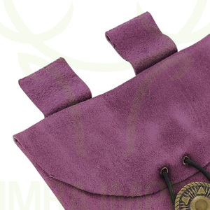Nuevo diseño histórico elegante hecho a mano bolsa de cuero de ante violeta | Riñonera renacentista medieval al por mayor con cierre de latón - Product Image 2