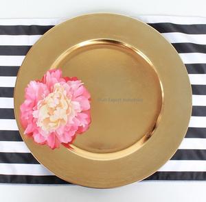 Placa de cargador de Metal chapada en oro Placa de vajilla de mesa para el hogar y la boda Placas de cargador decorativas de forma redonda - Product Image 3