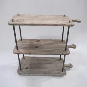 Massivholz Schuh regal mit Eisen Unterstützung Rustikales Design für Wohn möbel Holz regal Möbel