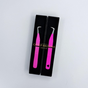 Pince à épiler professionnelle pour extensions de cils Getup Brosons Impex en acier inoxydable, à 90 degrés, rose vif, avec revêtement en poudre - Product Image 6