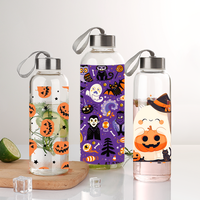 Bouteilles d'eau réutilisables en gros – Gobelets sportifs modernes en verre borosilicate transparent personnalisés, sans BPA, cadeaux d'Halloween