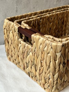 Precio muy barato Juego de 3 cesta de almacenamiento de jacinto de agua natural cesta de jacinto de agua para el hogar y almacenamiento hecho a mano de Vietnam - Product Image 2