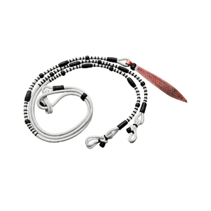 Rommel / Romal / Romel Reins ไนล่อนสีขาว,ไนล่อนคลุมด้วยแท็คหนังวัวสีดำธรรมชาติ NR186 - Product Image 1