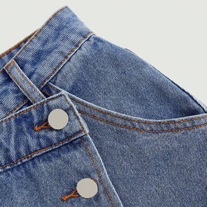 2026 Custom Logo Empire Waist Pleated Knitted Breathable Casual Mini <b>Skirt</b> Women's A-Line Blue Spandex/Polyester Eco-Friendly - Product Image 3