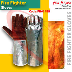 Gants de sécurité ignifuges FH654BRM en cuir de vachette pleine fleur cousu avec Kevlar de Fida Hussain Industries – Vente en gros - Product Image 4