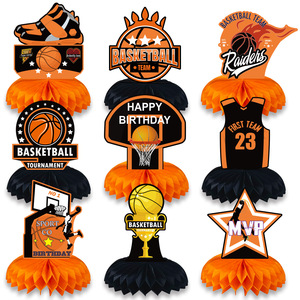 New Title Basketball Theme <b>Honeycomb</b> Centerpiece for Sports Party <b>Decor</b> Hoop & Sneaker Figurine Birthday Table Ornament - Product Image 3