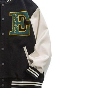 Diseño personalizado hombres chaqueta universitaria unisex béisbol equipo universitario uniforme de lana chaqueta bomber de cuero para los compradores al por mayor - Product Image 3