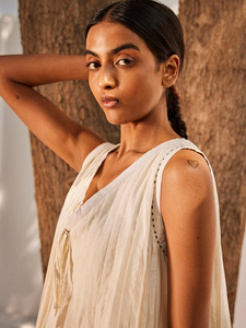 Robe d'été sans manches 100 % coton, respirante, écologique, brodée, mini-longueur, style vintage, décontractée, douce, évasée, naturelle, lavable - Product Image 5