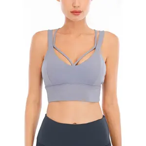 Soutien-gorge de sport respirant et sexy pour femmes, bretelles réglables, antichoc, rembourré, yoga, athlétisme, gym, course, fitness, haut d'entraînement - Product Image 1