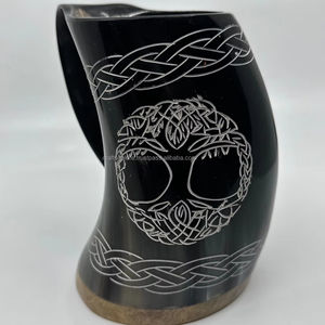 Natural <b>Viking</b> Mug Drinking <b>Horn</b> Drinking <b>Horn</b> With Iron Stand - Product Image 2