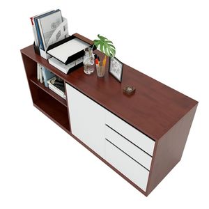 Contemporary 3-<b>Drawer</b> Metal File Cabinet 160x45x63cm Rubber Wood with Adjustable Feature for <b>Workshop</b> or Gym THS68017 - Product Image 1