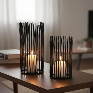 Faroles Negros Modernos, Artesanía Metálica Elegante, Perfectos para Sala de Estar, Mesa de Comedor, Patio, Jardín y Decoración de Entrada, de la India - Product Image 1