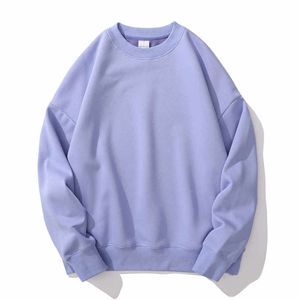 Automne/hiver 450G coton sweat à col rond plaine Logo surdimensionné pour hommes/femmes tissu polaire avec motif imprimé - Product Image 1