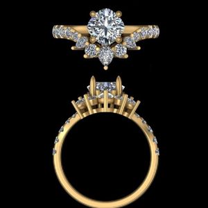 Anillo de Compromiso con Diamante de Corte Redondo de 1.52 Quilates en Oro Amarillo de 18k, Joyería Nupcial Hecha a Mano Estilo Tiara para Mujer, Diseño Audaz - Product Image 1