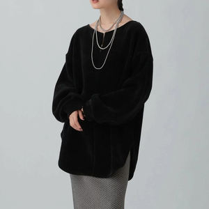 Sweat-shirt long tendance pour femme avec impression personnalisée sur le devant / Sweat-shirt oversize en tissu de velours côtelé pour femme, hiver, OEM - Product Image 6