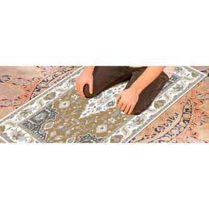 Tapis de prière islamique moderne gris et marron, imprimé, adapté aux animaux domestiques, tapis fin non tissé - Product Image 2