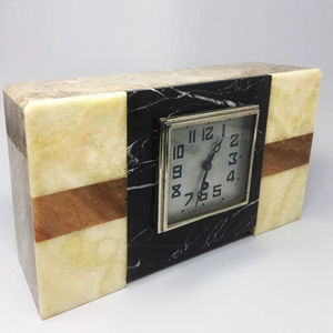 The <b>CRAFT</b> EXIM Luxury Natural Marble Quartz Art Deco <b>Desk</b> Clock Premium Handcrafted Home Office Decor - Product Image 1