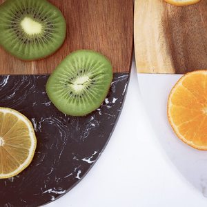 <b>Solid</b> Acacia <b>Wood</b> Cutting <b>Board</b> with Marble Splicing for Household Use-Meat Bread Fruits Chopping 2 Pieces - Product Image 5